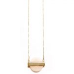 209544G Long Rose-Quartz Look Saturn Pendant Necklace