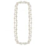 2010054W Magical Winter Crystals Long Beaded Necklace - White
