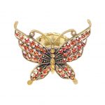 200241AM Aurelia Crystal Butterfly Ring in Amber