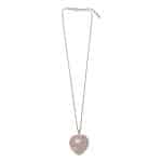 2010811P Semi-Precious Rose Quartz Longline Heart Pendant