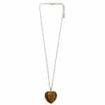 2010811T Semi-Precious Tiger Eye Longline Heart Pendant