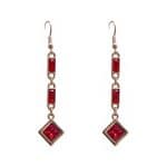 205750R Vintage Art-Deco Style Crystal Drop Earrings in Ruby