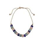 205023G Gold-Tone Pink, Teal & Navy Beaded Bracelet