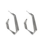 205821S Contemporary Silver-Tone Hoop Earrings 