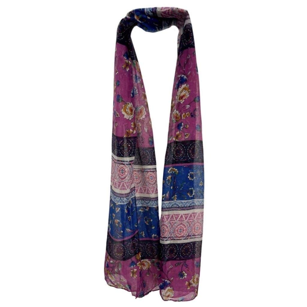 SHPS537 Multi Floral Mural Print Scarf with Glitter SHSales Jewellery