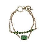 205075GN Green Jewel and Gold-Tone Layered Bracelet