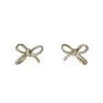 205969G Pretty Pearl Bow Gold-Tone Earrings