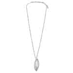 T9167 Contemporary Leaf Design Silver-Tone Pendant Necklace