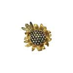 200915 Gold-Tone Sunflower Crystal Brooch