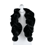 SHFF987 Faux Fur Spiral Pom PomTippet (Black, Grey)