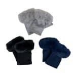 SHGL1007 Elegant Faux Fur, Faux Suede Fingerless Gloves (Black, Grey, Navy)