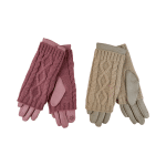 SHGL1020 Eva Diamond Knit Faux, Suede Gloves (Pink, Beige, Navy, Green)