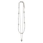2011123S Heart Faux Pearl Layered Necklace - Silver-Tone