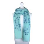 SHTR1154  Illustrated Cat Print Scarf (3 Assorted Colours)