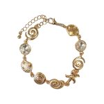 205257 Crystal Seashell & Starfish Design Bracelet - Gold-Tone