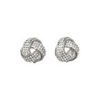 205987S Diamanté Crystal Silver-Tone Knot Clip Earrings