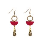 206088RD Red Montpellier Gold-Tone Drop Earrings 