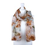 SHPS1322 Autumn Butterfly Floral Glitter Print Scarf (3 Assorted Colours)