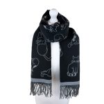 SHPM1422 Cat Illustration Print Pashmina Style Scarf  (3 Assorted Colours)