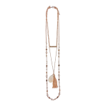2010190 Layered Rose-Gold Beaded Crystal Necklace