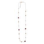 2011490RD Longline Red Flower Necklace in Gold Tone