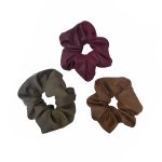 SH0057 Fabric Scrunchie in Bordeaux, Graphite & Chocolate