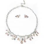 T9586  Contemporary Petal Silver-Look Necklace & Earrings Set