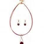 T9651 Scarlet Rose-Gold Necklace and Earring Set