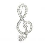 200955 Elegant Treble Clef Crystal Brooch
