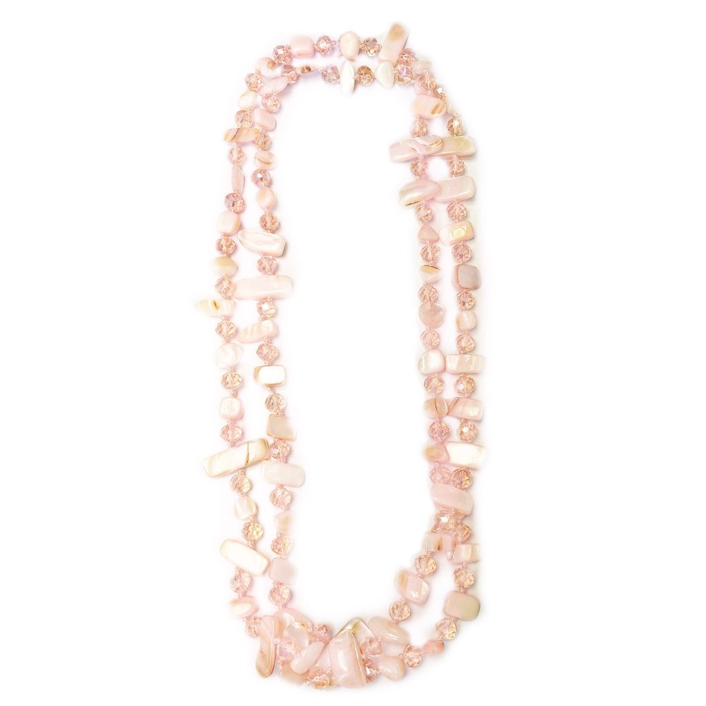 1052951PK Ianthe Beaded Long Summer Necklace Pink SHSales Jewellery