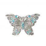 200229BLU Crystal Detail Butterfly Ring in Blue