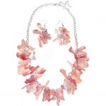 2010338P Eliana Summer Shells Necklace & Earring Set in Fuchsia
