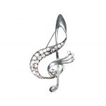 200783 Contemporary Crystal Treble Clef Brooch
