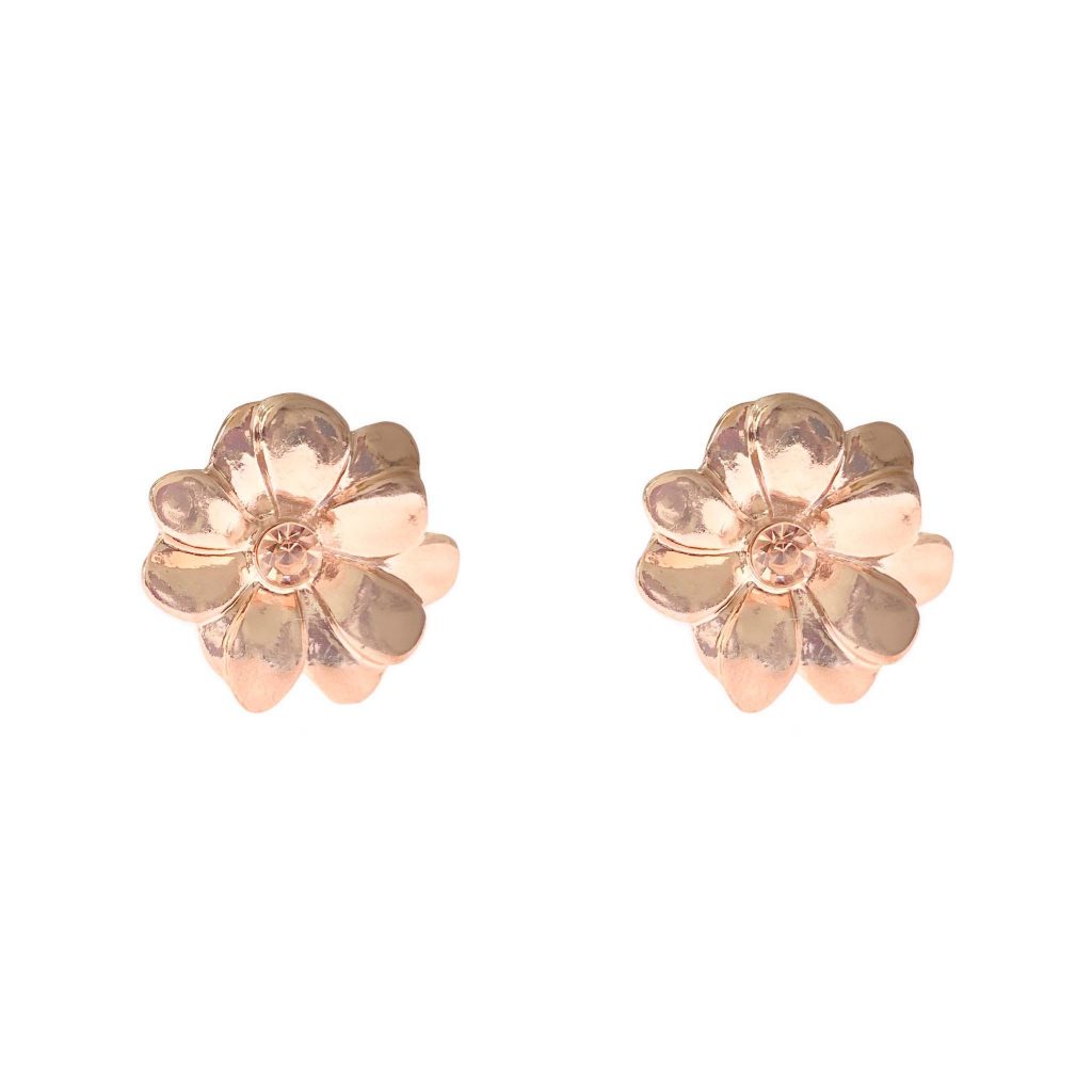 205563RG Spring Daisies RoseGoldTone Crystal Flower Clip Earrings