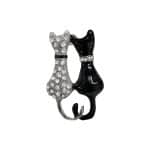 200878 Crystal Kitty-Cats Brooch with Diamante & Enamelled Finishes 