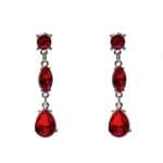 205745R Elegant Ruby-Coloured Crystal Drop Clip Earrings