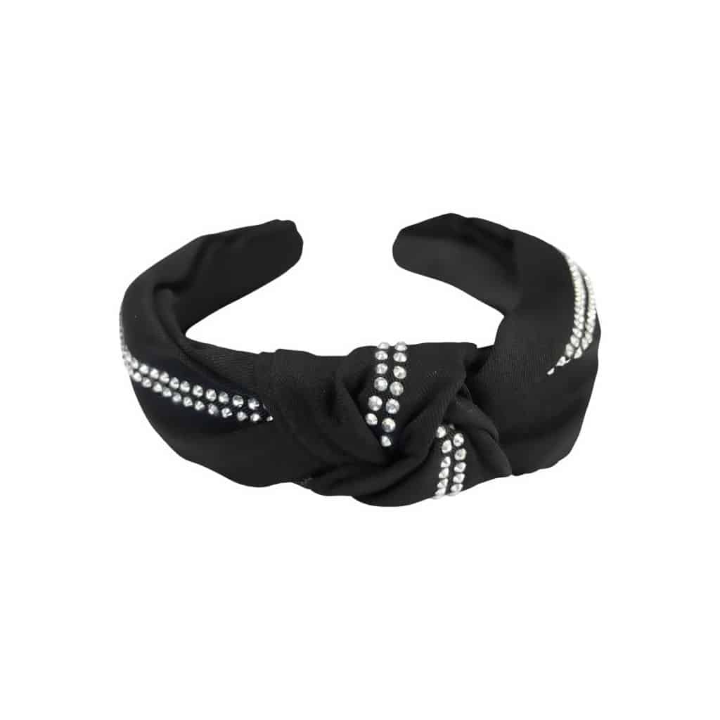 SH8339 Stylish Black Headband with SilverTone Stud Details SHSales