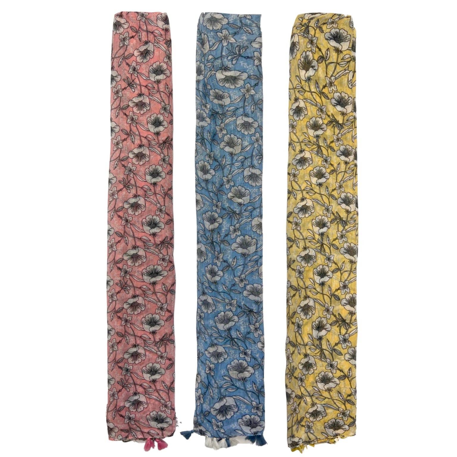 SHLP3352 Gallery Floral Print Scarf with Tassels SHSales Jewellery