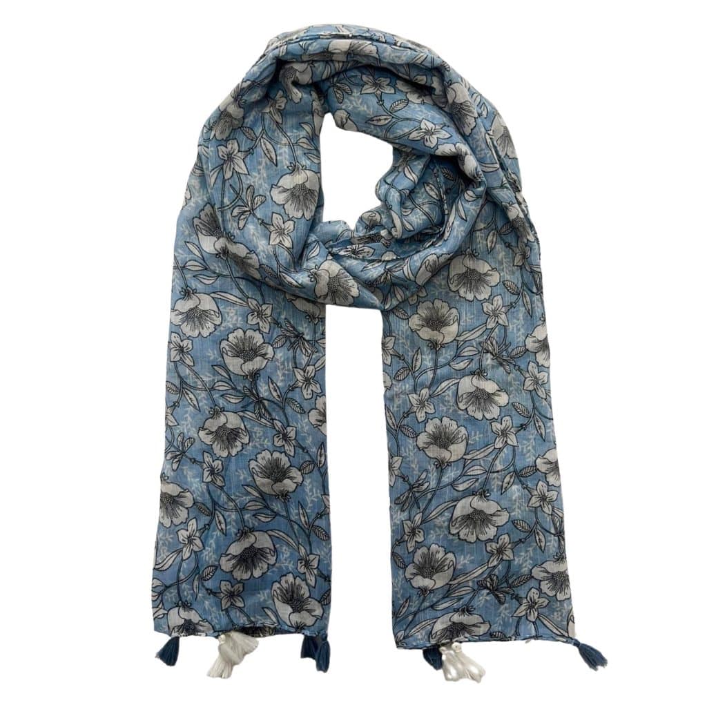 SHLP3352 Gallery Floral Print Scarf with Tassels SHSales Jewellery