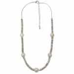 2010857 Natural Seed Pearl & Silver Tone Links Necklace
