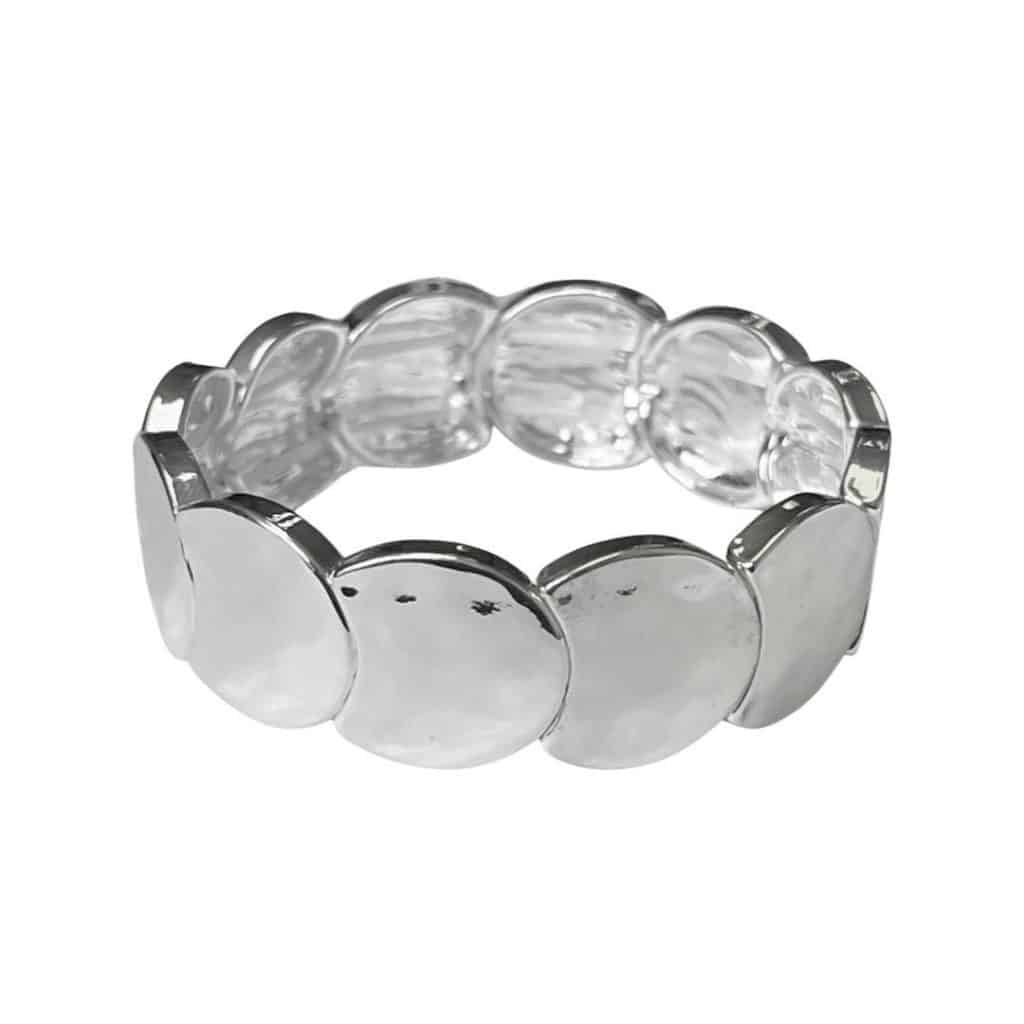 204088 Sara Silver-Tone Contemporary Shell-Inspired Stretch Bracelet ...