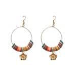 205701 Multi-colour Summer Hoops with Flower Pendant