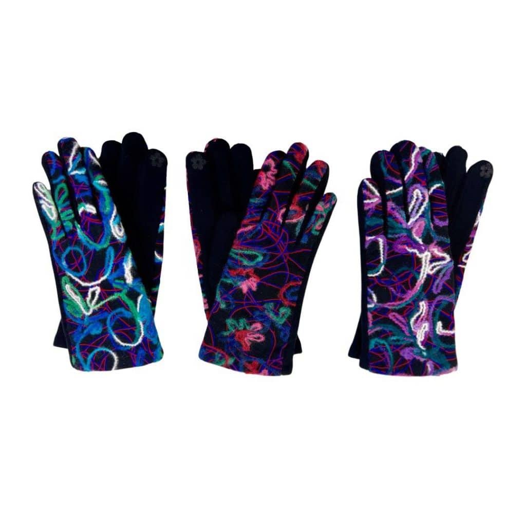 SHGL623 Abstract Embroidery Effect Gloves SHSales Jewellery & Scarves