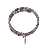 205054PU Purple and Silver-Tone Natural Stone Spiral Bracelet