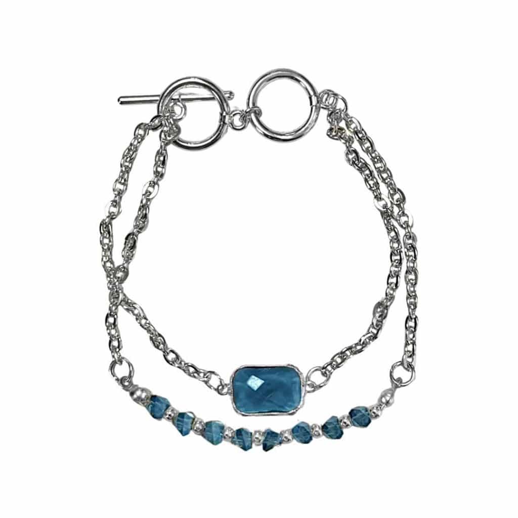 205075BU Blue Jewel and SilverTone Layered Bracelet SHSales
