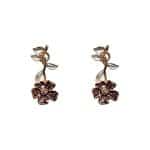 205719BR Enamelled Rose Gold Tone Flower Earrings