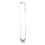 2010963S Elegant Crystal Butterfly Pendant Necklace - Silver-Tone