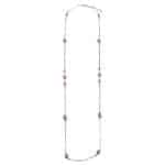 2011111PK Nora Longline Jewel Necklace (Silver-tone) -  Pink