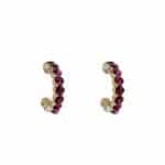 205928PK Gialla Crystal Half Hoop Earrings - Pink
