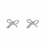 205969S Pretty Pearl Bow Silver-Tone Earrings